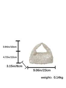 Women's Clutch Bag Shiny Sequins Handbag, Elegant Party Wedding Sophisticated Charming White Purse - White - View 10