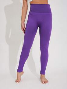 女士休闲纯色高腰弹力紧身裤，柔软舒适，优雅简约，适合健身、瑜伽、日常穿着、户外活动、通勤、派对 - 彩色 - 查看 9