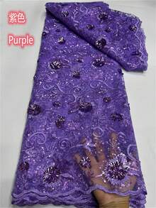 5 Yards/1Yards African Lace Fabric With Sequins, French Nigerian Net Lace, White Tulle Mesh Fabrics, Party Wedding Sewing Fabric, Red, High Quality 2025 - Multicolor - View 9