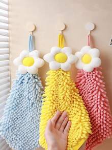 1/3 件超强吸水珊瑚绒厨房巾 - 可爱花朵图案，柔软可重复使用，用于手部和表面清洁，包含 OPP 袋，适合家庭使用，装饰毛巾吸水毛巾适用于浴室厨房装饰洗碗布厨房巾