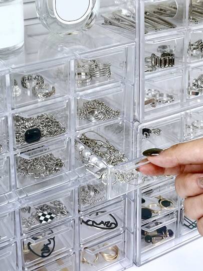 1pc Transparent Multi-Layer Jewelry Box, Large Capacity Earring Organizer Box, Anti-Oxidation Jewelry Display Case For Women Storage Organizer Travel Holiday Essential Fall Decor Autumn Halloween