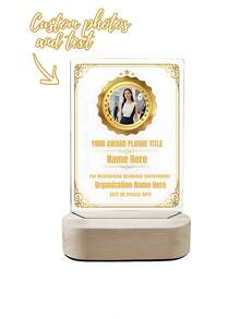 [2D Acrylic Award Plaque] - 8 Styles Available, Customizable Text, Name And Photo - With Wooden Base, Suitable For Employee Recognition, Retirement And Other Occasions - Customized Award For Employees, Colleagues And Friends - Multicolor - View 12