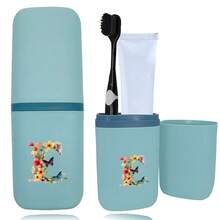 1pc Toothbrush Box Portable Detachable Organizer Case Mouthwash Cup Travel Toothbrush Storage Container Dustproof And Waterproof Toothpaste Holder Suitable Travel Accessories For Business Travel Initial Name 26 Letters Pattern - Blue - View 72