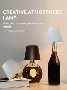 2 peças Lâmpadas de Garrafa Sem Fio, Lâmpadas de Mesa LED Wireless Recarregáveis com Controle de Toque Dimmerável, Adequadas para Lâmpadas de Natal, Bar, Restaurante e Vaso, Preto+Branco