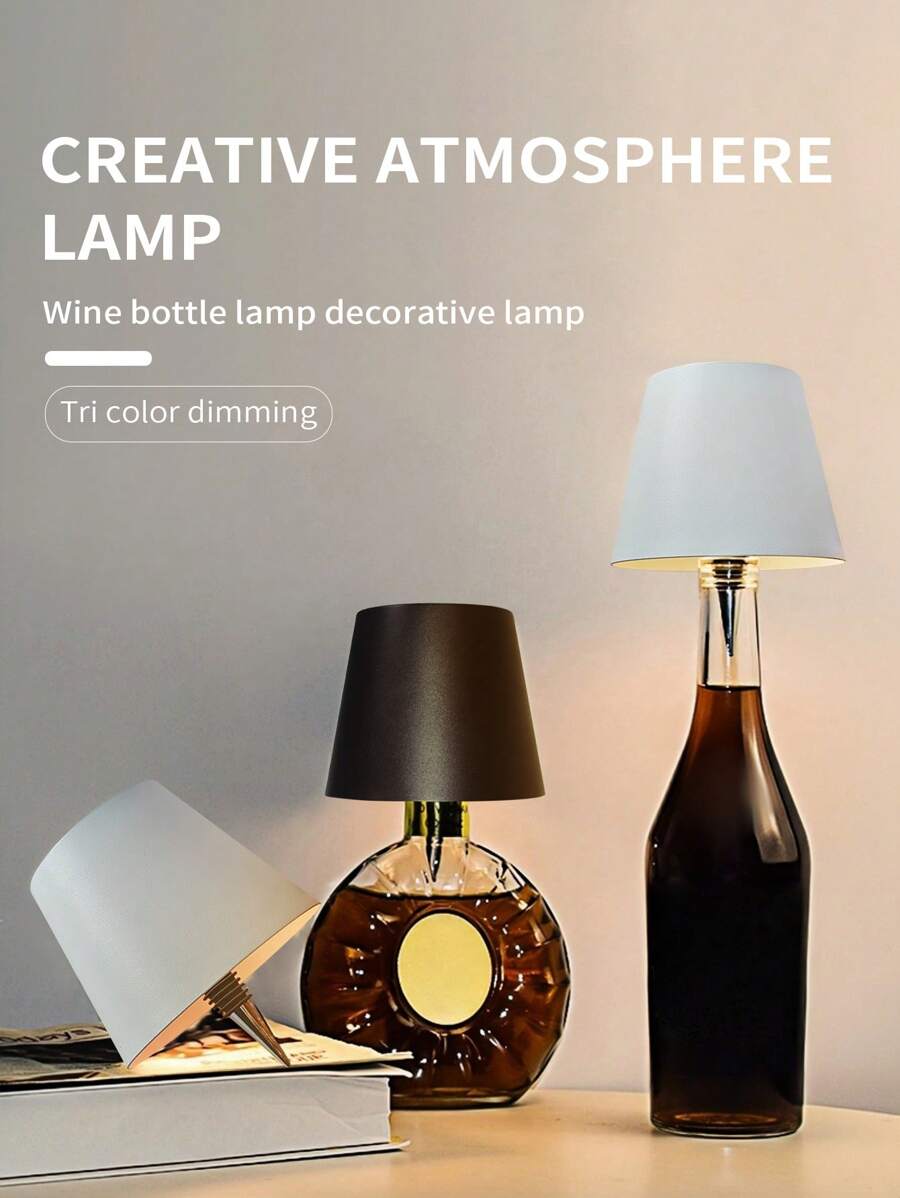 2 peças Lâmpadas de Garrafa Sem Fio, Lâmpadas de Mesa LED Wireless Recarregáveis com Controle de Toque Dimmerável, Adequadas para Lâmpadas de Natal, Bar, Restaurante e Vaso, Preto+Branco