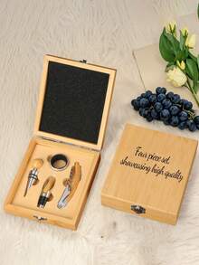 1 Set Personalized Wine Opener Set, Multi-Function Wine Opener Gift Box, Wine Opener Set, Customizable LOGO Wine Tool Box, Wine Opener, High-Quality Rosewood Gift Box Tool Set, Household Kitchen, Outdoor Party Supplies, Personal Custom Exclusive Wine Gift, Stylish, Fashion, Hipster, Casual, Minimal Chic - Multicolor - View 3
