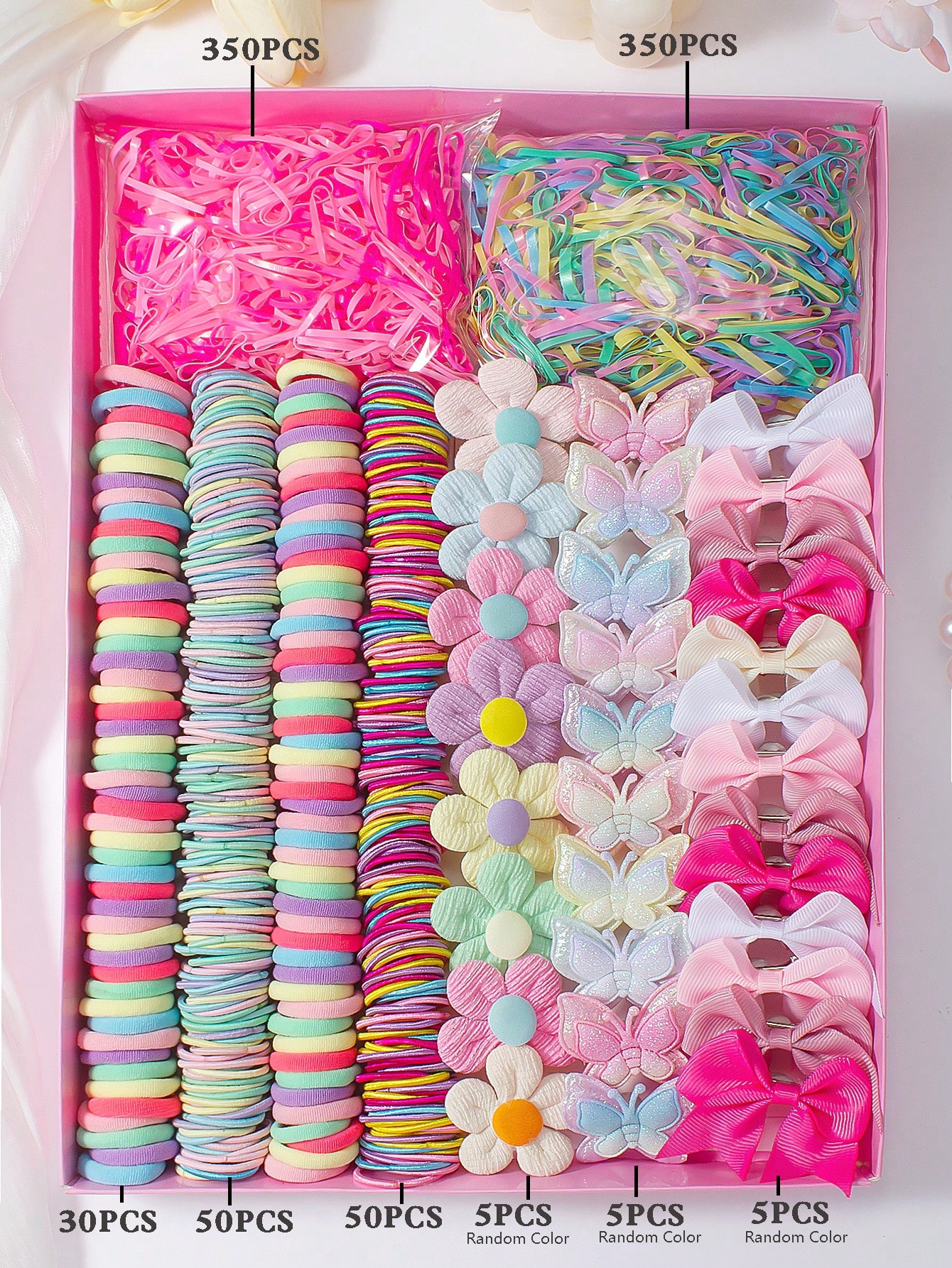 طقم إكسسوارات شعر بناتي ملون يحتوي على ربطات، مشاب...