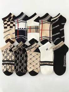 5 Pairs Random Men's Casual Boat Socks, Breathable Odor-Resistant Short Ankle Socks - Multicolor - View 1