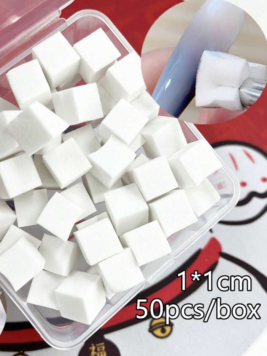 50块迷你海绵块，适用于美甲凝胶渐变着色，美甲工具，美甲用品，美甲工具，返校季，美甲，美甲工具，人造指甲专用美甲工具 - 彩色 - 查看 1