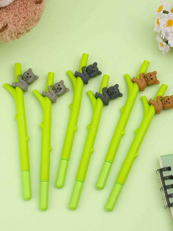 5/10/15/20pcs Cute Cartoon Panda & Bamboo Shaped Black Neutral Pens, Creative Award Gifts Stationery,School Supplies,Back To School