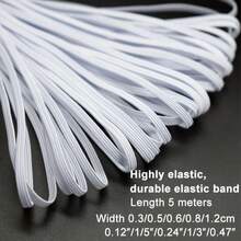 5.5mm/5m Multiple Sizes High Elastic Black & White Rubber Band, Durable For DIY Handcraft Sewing, Pants Waistbands, Backpacks, Clothing Accessories, Also Suitable For Tying, Sealing, Office Supply, Home Organization