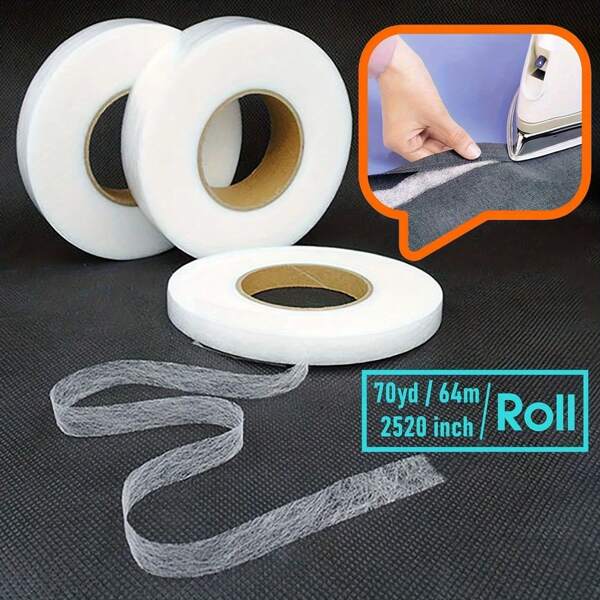 64m X 1cm Waterproof Double-Sided Hem Tape, Easy Sewing Binding Tape For Pants And Clothing