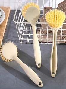 Long Handle Kitchen Cleaning Tool, Grease-Free Soft Bristle Cleaning Scrubber, Ergonomic Plastic Design, Suitable For Pots, Pans, Bathrooms, Toilets, And Bedrooms