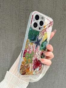 Funda para teléfono (1 unidad) de vidrio templado HD con diseño de conchas marinas, tiburón, perlas sintéticas y diamantes. Elegante y lujosa. Compatible con phone 16 Pro Max, 15, 14 Plus, 13, 12 y 11. - Multicolor 2 - Ver 3