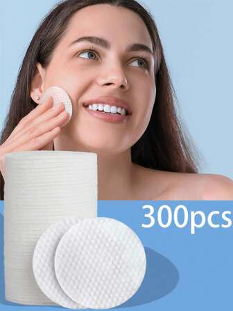 300/100/50片装椭圆形卸妆湿巾和洁面巾 - 低过敏性、无环、一次性无纺布垫，适合所有肤质，女性美容必备