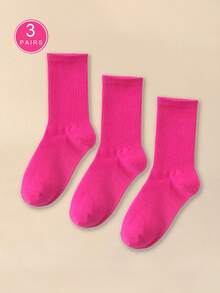 1/5 Pairs Solid Color Candy Series High Elasticity Soft Comfortable Women Mid-Calf Socks, Fashionable & Personalized For Daily Use - Mouldless - View 23