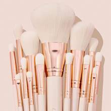 ColourPop Stone Cold Brush Roll Face & Eye Brush Set - Face & Eye Makeup Brush Set - Made With Luxe Synthetic Vegan Bristles - Includes Holder (15 Count) - Ultimate Set - View 3