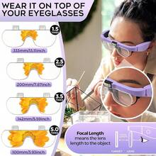 Newn Magnifying Glass  Light 1.5X To 5.0X, Rechargeable Magnifying Glass Head , Lighted Magnify Glass  4 Detachable Lens,  Headt For Clo Work Reading Jewelry - 紫色 - 查看 2