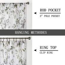Floral Sheer Curtains Grey Cherry Flower Butterfly Print Living Room Curtain Rod Pocket Voile Linen Look White Sheer Curtains For Bedroom, 54 X 63 Inches Long, Set Of 2 Panels - 淺灰色 - 查看 8