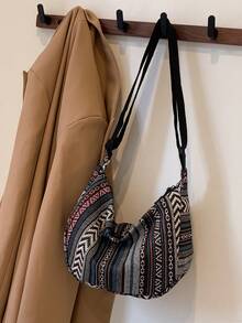 大容量饺子包2025女包复古条纹帆布单肩包洋气斜挎包