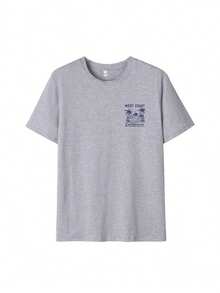 Summer Tops Mother's DayWomen's New Summer Casual Round Neck Short Sleeve T-Shirt, Simple Versatile Palm Tree Slogan Print, Suitable For Daily Wear. Graphic Tee, Women's T-Shirt Top Vacation.Loose And Comfortablesummer Clothes Easter - 灰色 - 查看 5