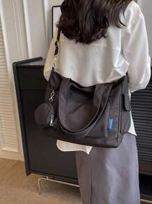 Bolso de tela tipo tote de gran capacidad unisex con monedero, 1 pieza de nuevo estilo coreano para estudiantes de secundaria y universidad, bolso casual de hombro cruzado, bolsa de lona, bolso para mujeres con bolsillo para monedas, bolso escolar de gran capacidad, portátil, adecuado para adolescentes, mujeres, estudiantes universitarios, perfecto para oficina, universidad, escuela primaria, secundaria, preparatoria, trabajo, negocio, viajes, compras