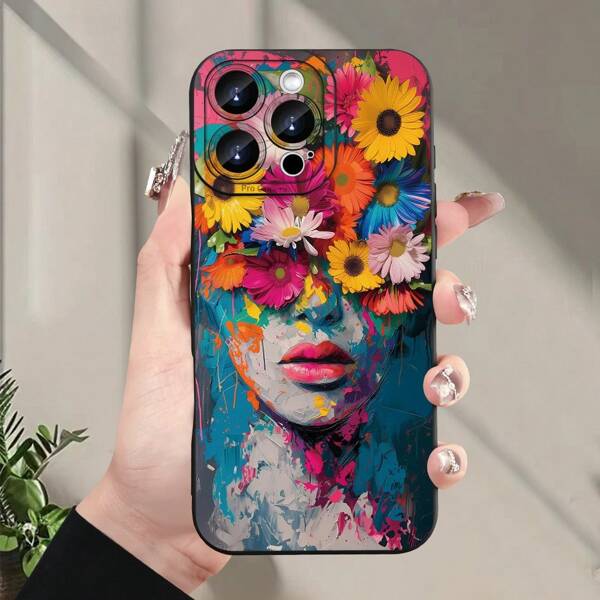 Hot Selling Creative Flowers And Girl Patterns Phone Case, Suitable For IPhone 16/15/14/13/12/11/Xs/Xr/X/7/8 Plus/Pro/Max/Mini-Unisex Fashion Design For Friends, Gifts For Family Members, Boyfriends, And Girlfriends