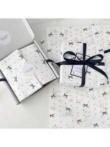 10Pcs Flower Wrapping Paper With Polka Dot Bowknot Print & Tissue Paper, Suitable For Wedding Gifts, Birthday Gifts, Friend Gathering Gifts, Festival Gifts, Valentine's Day Gifts. The Best Choice For Gifting To Girlfriends, Elders And Friends.