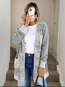 Liu Fashion Kawaii Loose Cardigan, Simple And Cute, Solid Color, Suitable For School - 灰色 - 查看 3