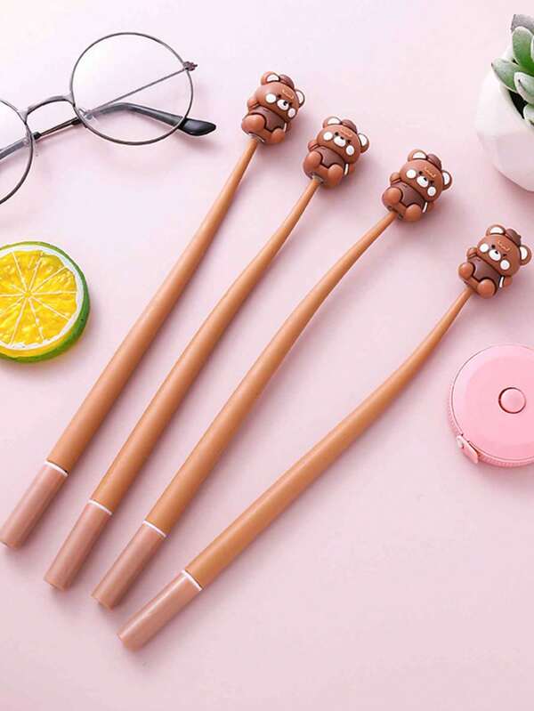 10/15/20pcs Cute Cartoon Bear Shake Shake Gel Pens, Creative Stationery, Student Supplies, Stress Relief Signing Pens,School Supplies,Back To School
