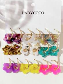9 Pairs Of Fashionable & Cute Multicolor Tassel Pendant Earrings, Suitable For Women's Daily Wear, Dating, Traveling