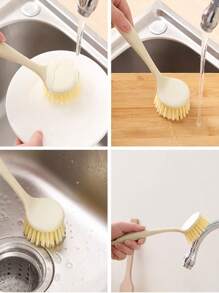 Long Handle Kitchen Cleaning Tool, Grease-Free Soft Bristle Cleaning Scrubber, Ergonomic Plastic Design, Suitable For Pots, Pans, Bathrooms, Toilets, And Bedrooms