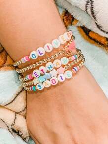 1pc Personalized Colored Name, Letter, Text Bracelet, Vibrant Color Birthday Party Gift, Back To School Gift, Suitable For Teens