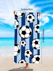 1 Stück Fußball blau gestreiftes Strandtuch, Oversized superweiches Mikrofaser Stranddecke mit starker Wasseraufnahme, geeignet für Reisen, Schwimmbad, Tauchen, Surfen, Yoga, Camping, Strandaccessoire, Strandutensilien, in verschiedenen Farben erhältlich, Poolschwimmer