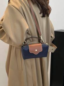 Women's Fabric Nylon Mini Minimalist Crossbody Bag, Magnetic Dumpling Shaped Design, Casual Cute Fashion Handbag - Navy Blue - View 7