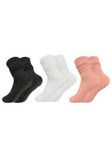 1-3 Pairs Solid Color Silicone Anti-Slip Yoga Socks, Shock-Absorbing, Noise-Reducing, Wear-Resistant. Indoor Jumping Rope Floor Socks Suitable For Professional Fitness, Pilates, Ballet And Outdoor Sports, Also Suitable For Daily Wear, Unisex