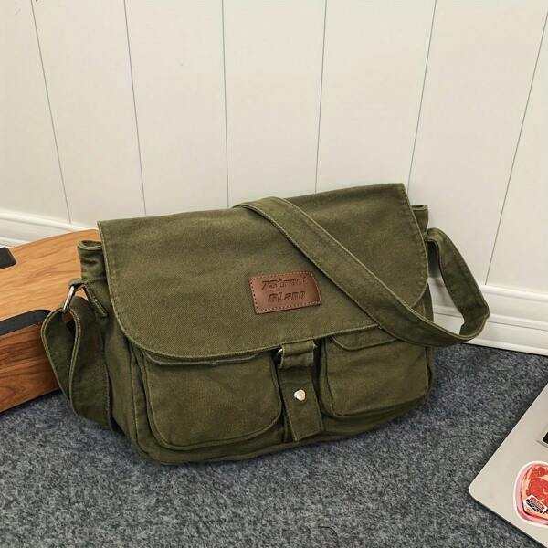 Retro Y2K Hobo Crossbody Bag, 4 Color Options, Canvas Large Capacity Fashion Messenger Bag, Suitable For School, Business, Outdoor, Party, Gift