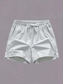 Men's Breathable Ice Silk Gym Sport Shorts, Running Training Fitness 3/4 Pants, Unisex Outdoor Beach Shorts - 白色 - 查看 2