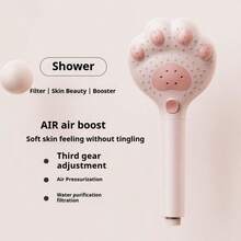 Cute Cat Paw Handheld Shower Head, Home Bathroom High Pressure Massage Sprayer Water-Saving Shower Head Filter