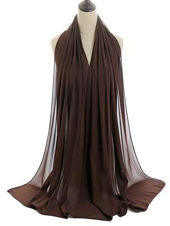 1pc Fashionable Minimalist Casual Versatile Soft & Skin-Friendly Solid Color Pearl Chiffon Scarf/Headscarf, Suitable For Various Occasions