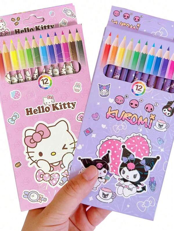 Sanrio 12 Colored Pencils, Kuromi 12 Color Brushes, Beginner Painting Art Set, Sketching Pencils, Professional Art Brushes, Cinnamoroll Hand Drawn Colored Pencils, Student Drawing Pens, Hello Kitty Painting Colored Pencils, Children's Art, Children's Art, Cinnamoroll Pens, Hello Kitty, Kuromi, Hello Kitty Stuff, Back To School