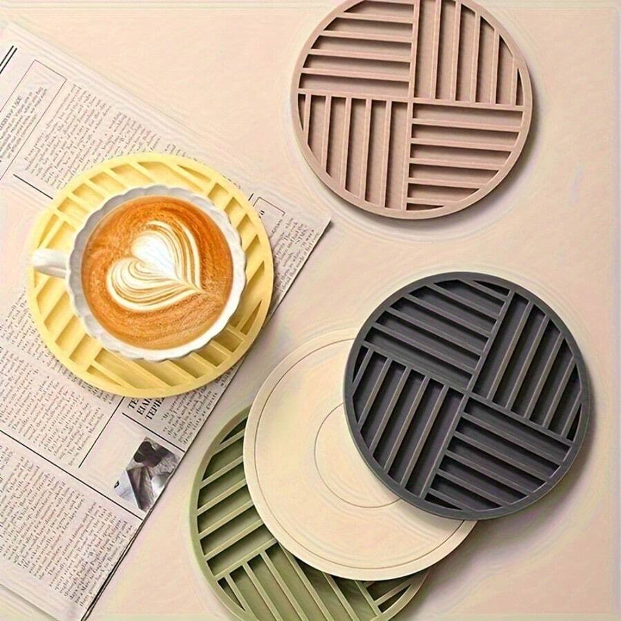 1pc Silicone Coaster, Drink Coaster, Black Glass Coaster With Drink, Bar, Cup Holder, Glass Table Coaster