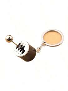 [Mini Alloy Gear Shift Keychain] Alloy Gearbox Keychain - Non-Braided Fashion Gear Shift Stick Keyring Car Accessory - Mini Auto Part Model Keychain (Black)