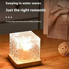 1pc Rotating Starry Sky Night Projection Light - 16 Color Remote Control USB Powered Round/Square Water Wave Atmosphere Lamp, With Birthday Gift, Bedside Bedroom Flame Aurora Shadow Mood Light, Night Light, Desk Lamp Functions