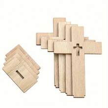 1/6PCS Wooden Crosses Candle Holder Projection Standing Cross, Christian Baptism Table Centerpieces, First Communion Altar Supplies Decor, Home Decor, Desk Accessories, Halloween Decorations - Manufactured Wood, No Electricity Needed. Fall Decor Room Decor Autumn Decor - Beige - View 2