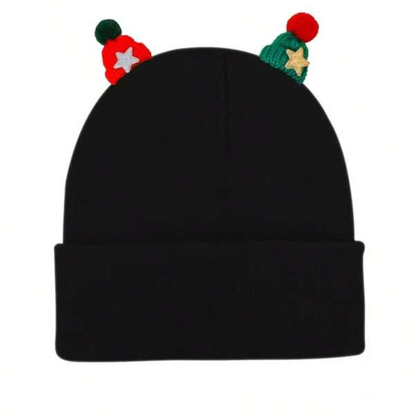 1 pieza Gorro de punto acrílico con parche de corazón sólido y lindo, apto para otoño/invierno, adecuado para Año Nuevo, Navidad, manualidades