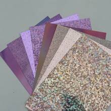 8pcs A4 Mixed Color Cardstock, Including Purple Holographic Reflective Paper, 8.3*11.7 Inch, Thick Card Paper For DIY Crafts, Party Decorations, Gift Packaging, 250GSM School Supplies, Back To School