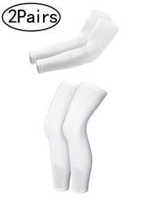4 pares de mangas de compresión de protección solar de longitud completa para hombres, mangas de enfriamiento para fútbol, golf, baloncesto, guantes blancos, calentadores de brazos, disfraces de otoño, disfraces de Halloween, regalos para hombres - A - Ver 16