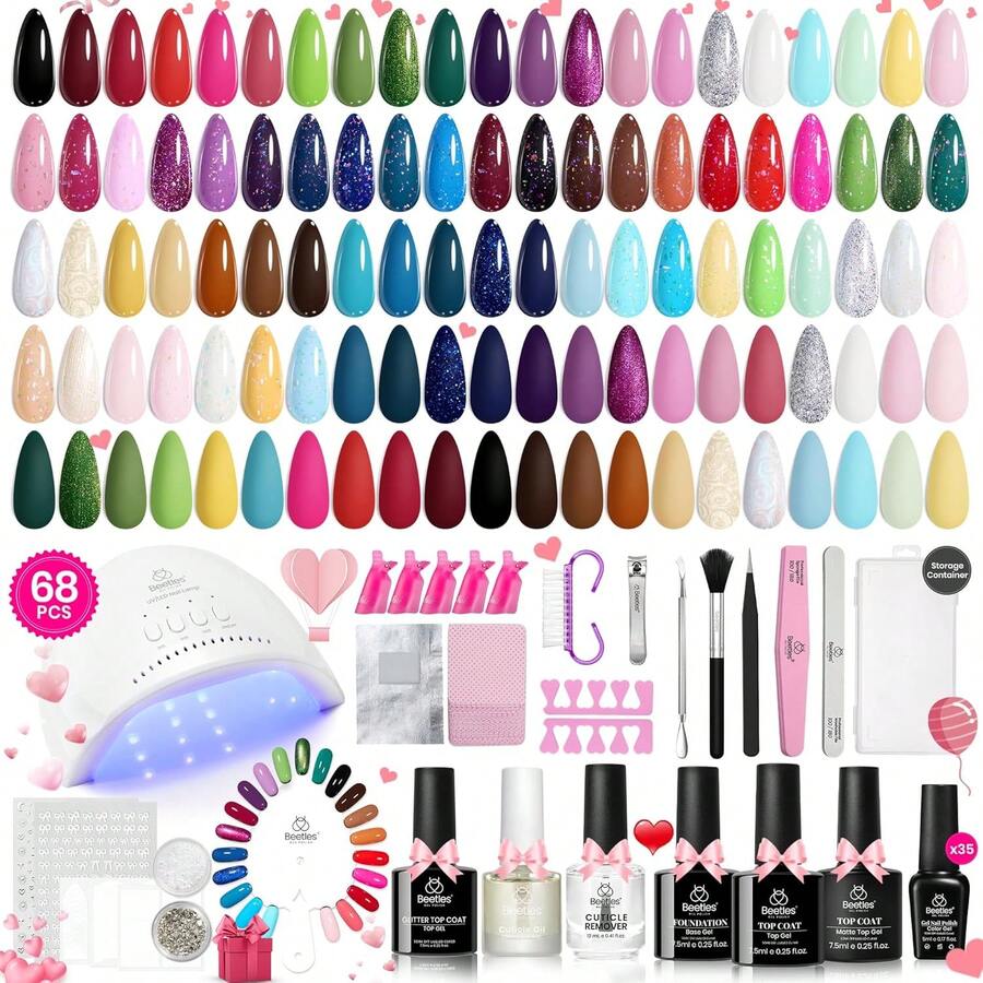 Beetles Gel Nail Polish Kit With U V Light 97Pcs Travel Holiday 45 Colors Gel Polish Set With Nail Stamp Nail Tips Base Top Coat All Season Gel Polish Starter Kit Gift For Women - 0-1 Fairytale Town - 查看 1