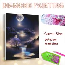 1 Stück Mystische Nachthimmel und Wasserfall Diamant Malerei Set, runde Acryl-Diamanten, Full Drill Stickerei Kunst Handwerk Bild von Strass Wand Dekoration, Rahmenlos